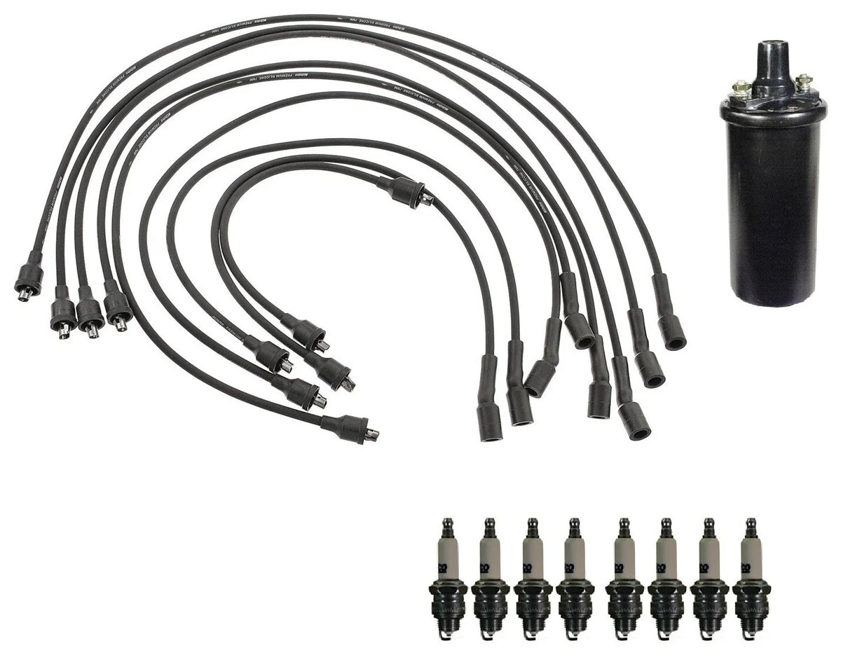 Ignition Wires & Spark Plugs Kit for Pontiac Executive, Chevy V8 (1 Coil, 8 Plugs)