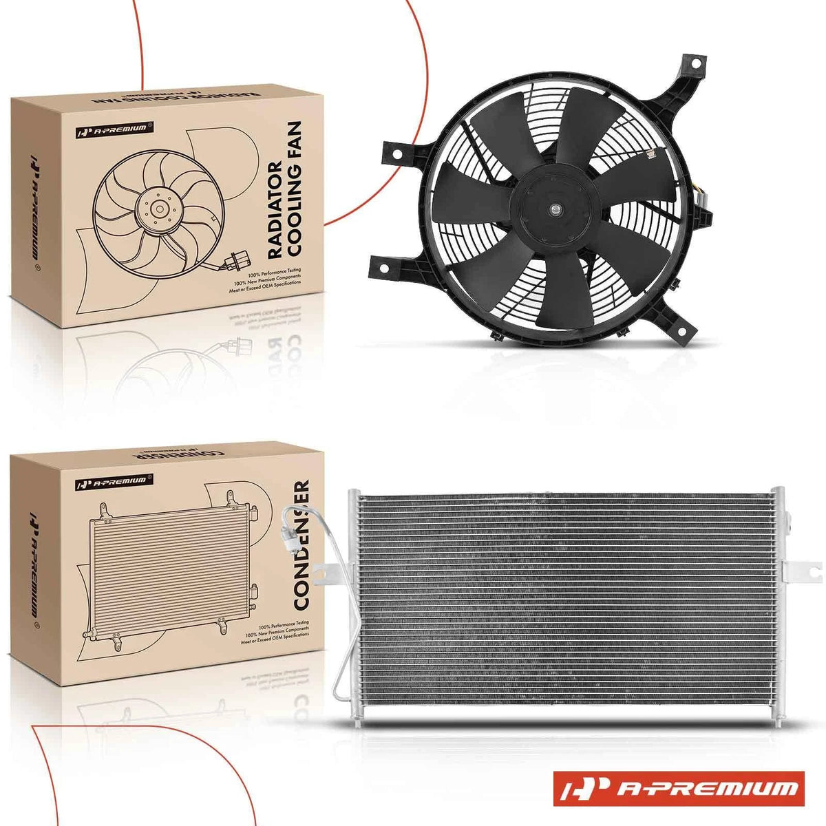 AC condenser and cooling fan assembly kit for Nissan Frontier Xterra (1999–2000)