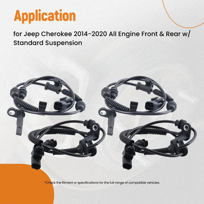 Wheel Speed Sensor Kit for Jeep Cherokee 2014-2020 - 4 Pieces 68141898AA