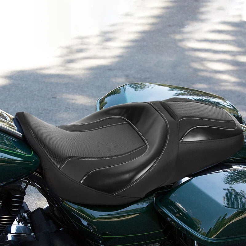 Black Driver Passenger Seat for Harley Electra Road Street Glide (2009–2023)