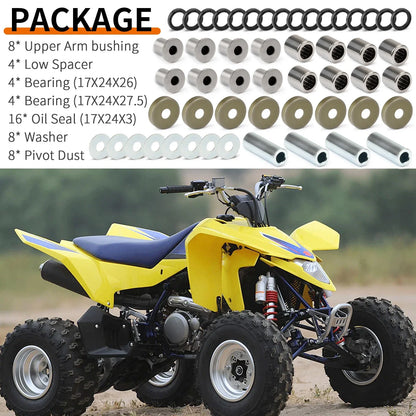 Front Upper Lower A-Arm Bushing w/ Oil Seal Kit for Kawasaki KFX400 (2003–2006)