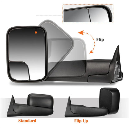 Manual Foldable Towing Mirrors Set for 1500/2500/3500 Dodge Ram (94-97)