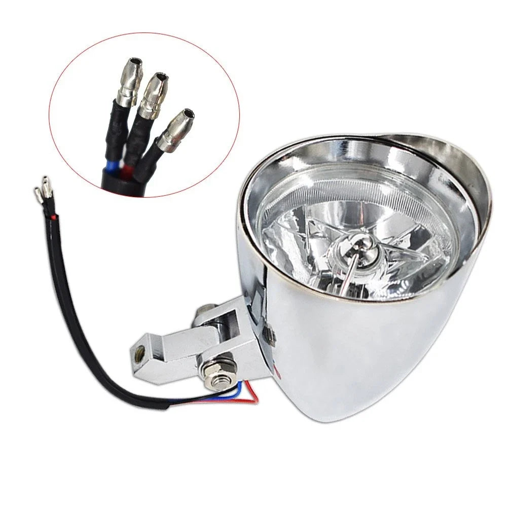 Chrome Headlight Visor for Chopper Bobber Dyna 12V