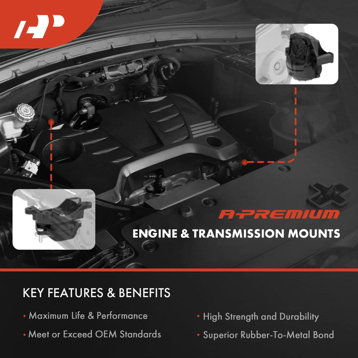 4 Engine & Transmission Mounts for Nissan Altima (2002-2004)