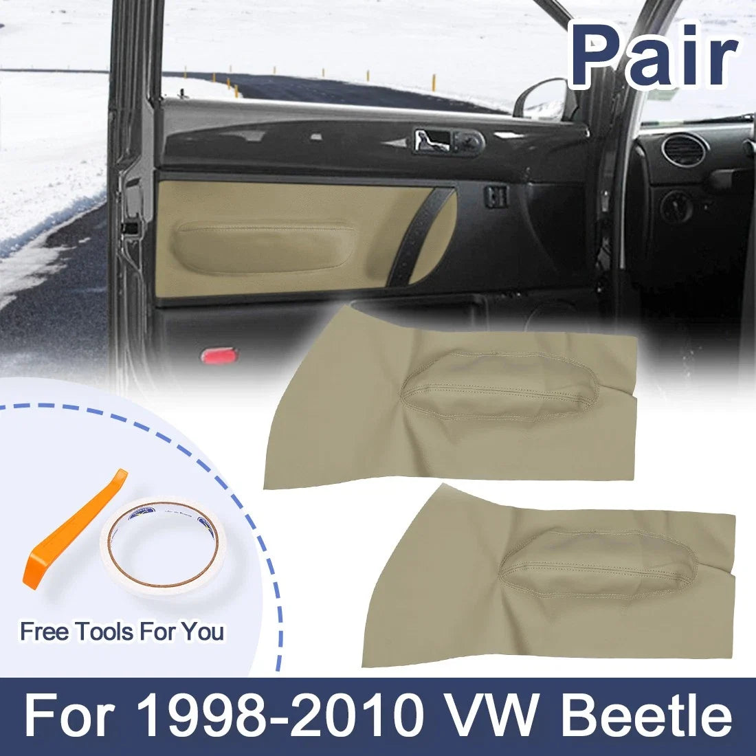 Door Panel Insert Card Cover for Volkswagen Beetle (1998–2010) Beige
