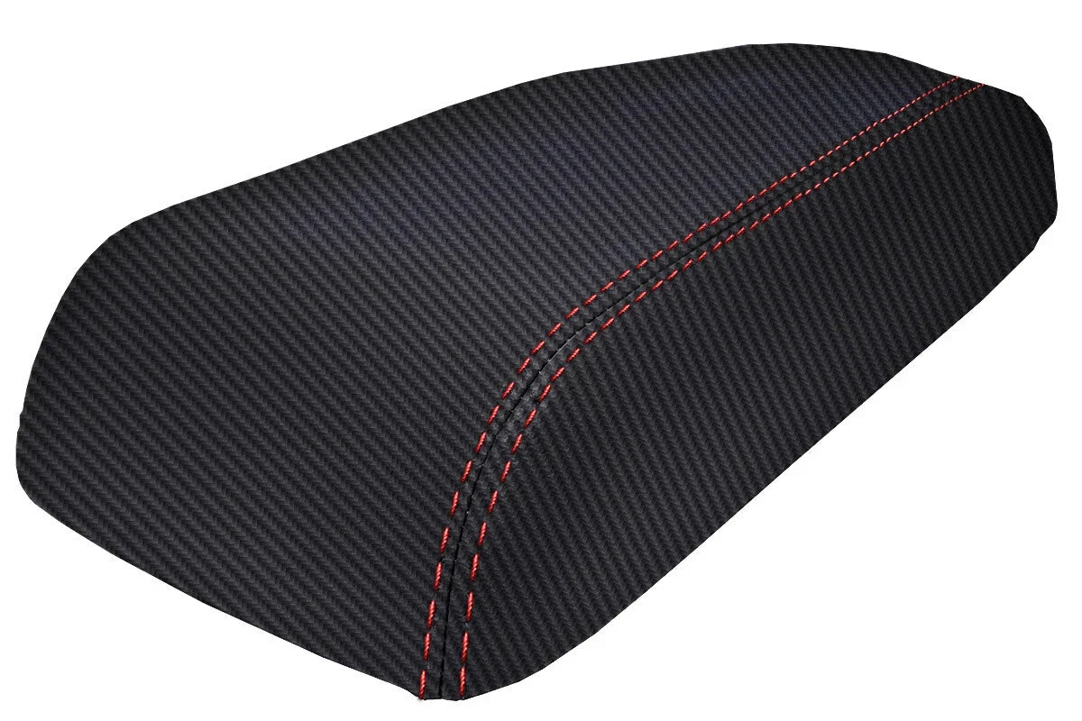 Carbon Fiber Console Lid Cover for Mitsubishi 3000GT (1991–1999) Red Stitch