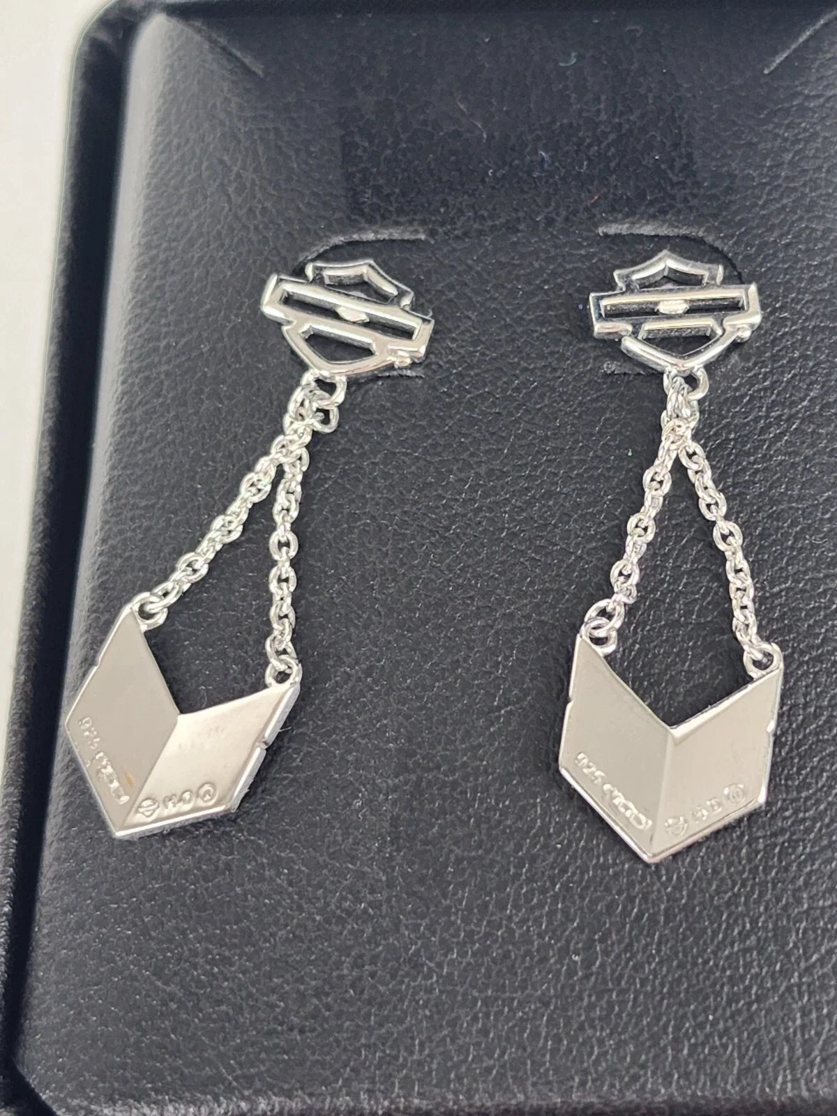 Women's Dangle Earrings Bar & Shield for Harley Davidson