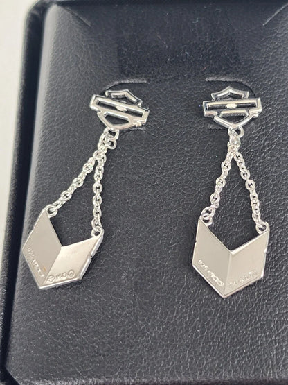 Women's Dangle Earrings Bar & Shield for Harley Davidson