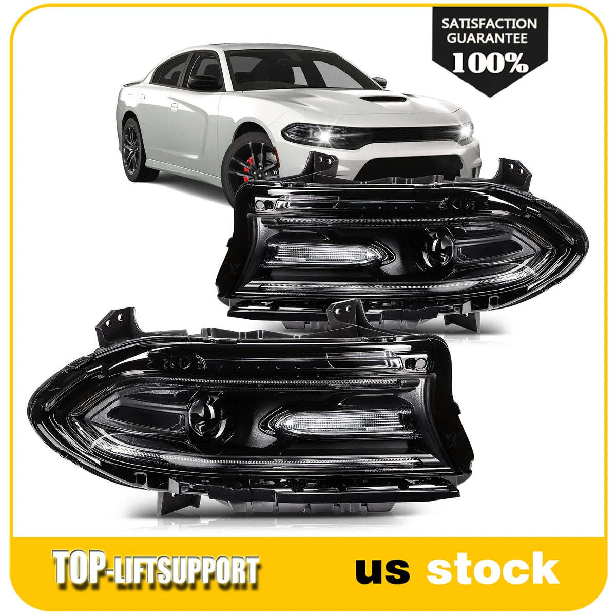 Headlight Assembly for Dodge Charger (2015–2023) Black Housing Projector