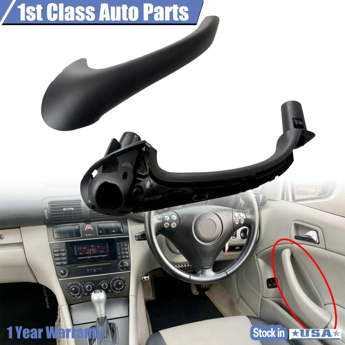 Front Right Interior Door Pull Handle for Mercedes-Benz C230 C280 C350 (2001–2007)