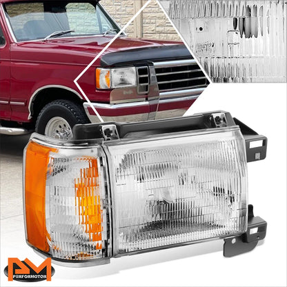 1987-1991 Ford Bronco F-150 F-250 F-350 Right Side Headlight Clear/Amber