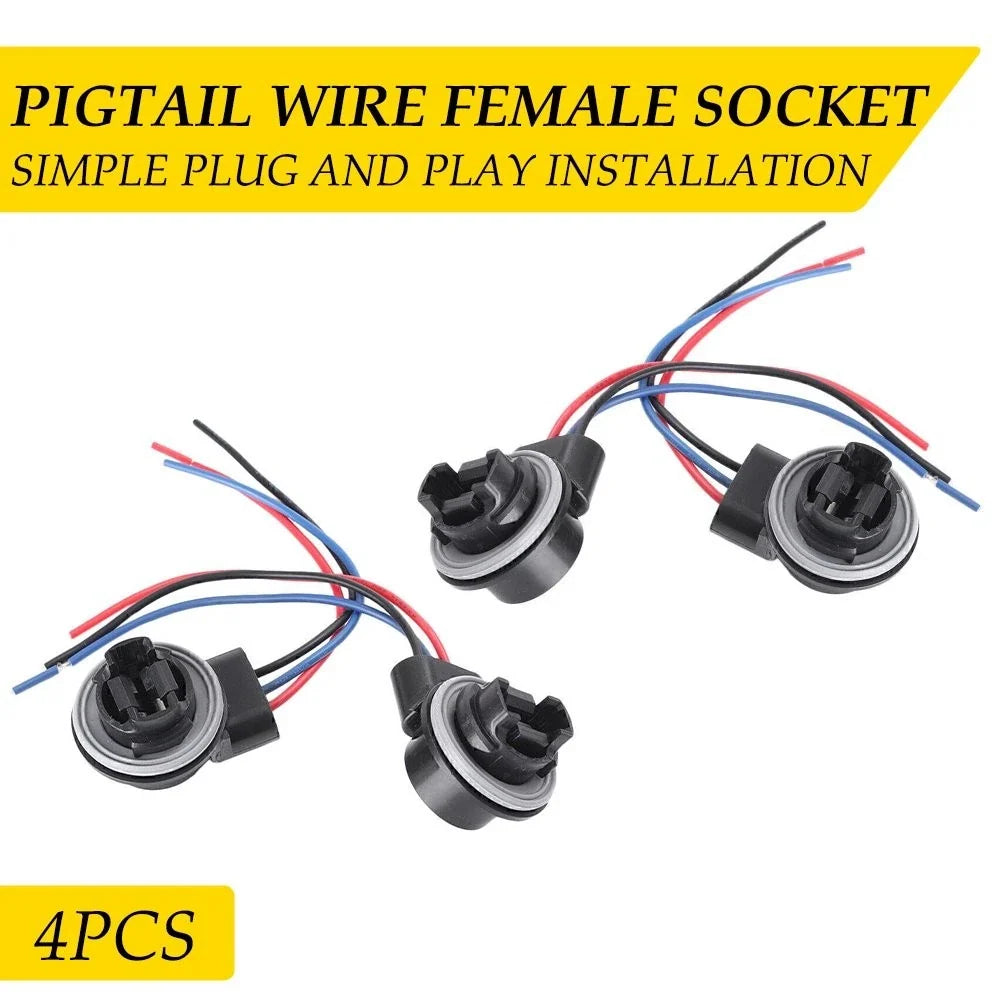 Front Turn Signal Pigtail Wire Socket Set of 4 for 3157 S Harness