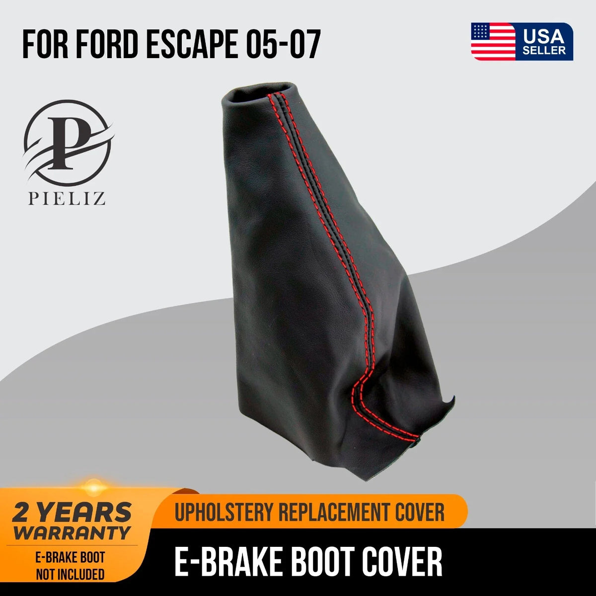 E Brake Boot Cover for Ford Escape (2005–2007) Red Stitch PVC Leather