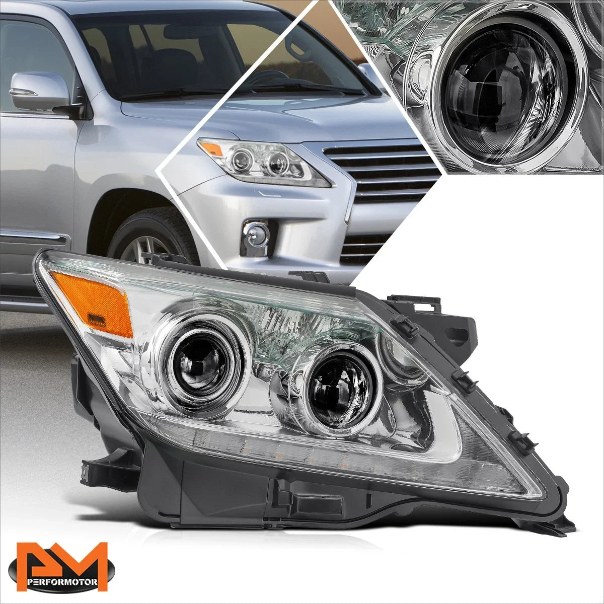 Chrome Right Side HID Projector Headlight for Lexus LX570 2013-2015