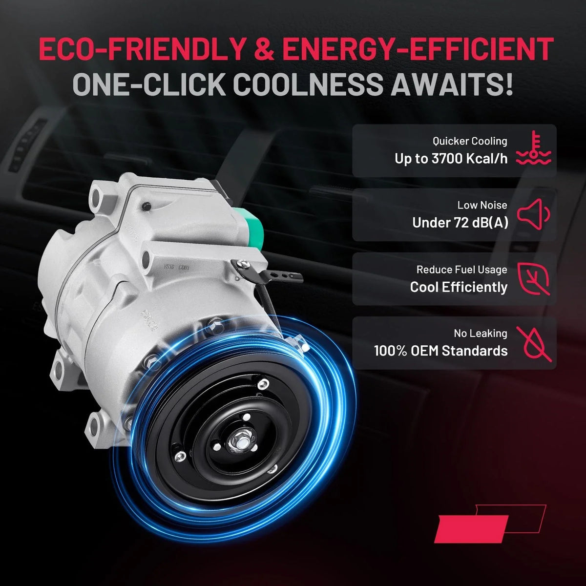 A/C Compressor for Kia Sorento 3.3L 2014-2015 with 6-Groove Pulley