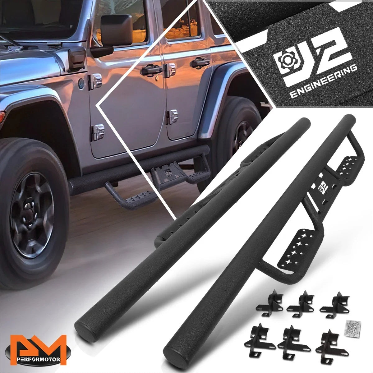 Nerf Bar Running Boards for 2018-2024 Jeep Wrangler JL Unlimited