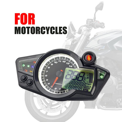 Motorcycle Universal Digital LCD Tachometer and Speedometer Odometer (1-6 Gear)