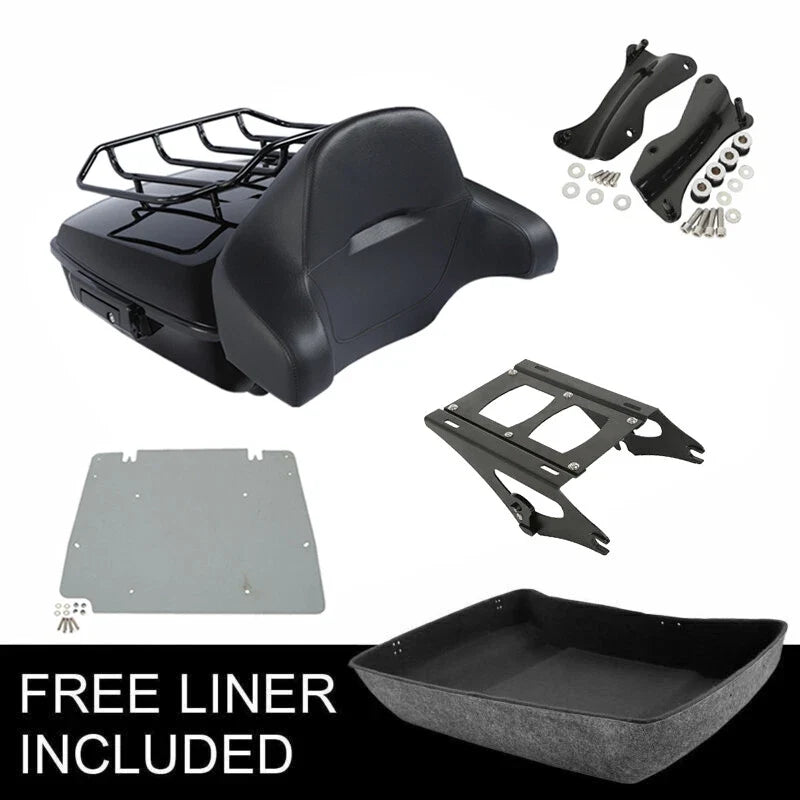 Black Trunk Pad Rack Mount for Harley Road Glide (2014-2026)