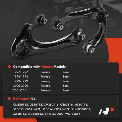 2X Upper Control Arms with Ball Joints for Honda Prelude 1997-2001