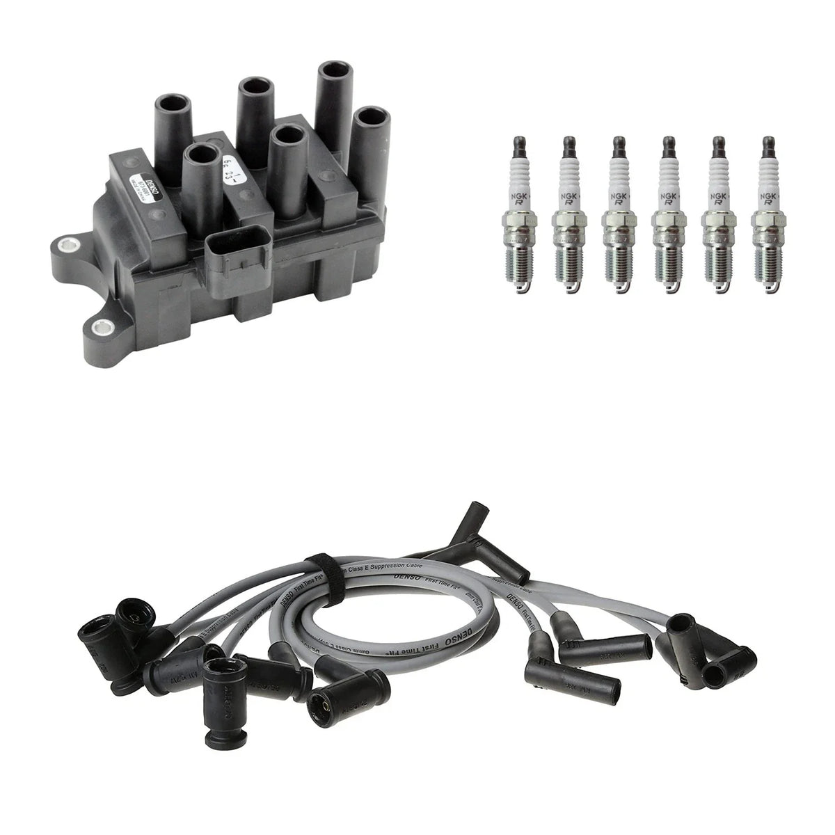 Set of 6 Denso Ignition Coil Wires & NGK Spark Plugs for Taurus Sable (V6)
