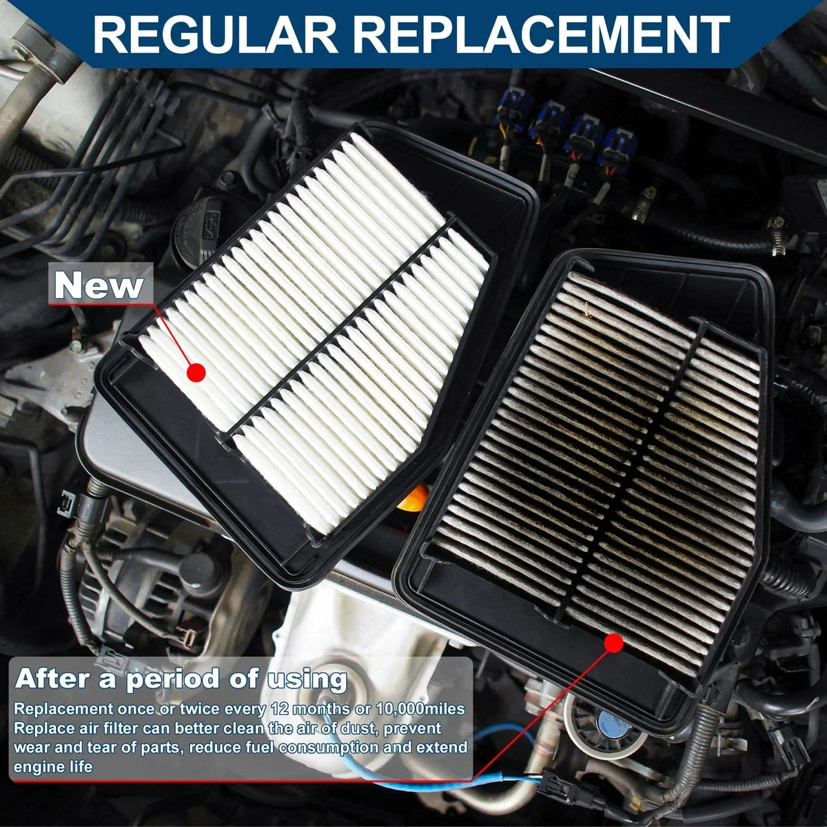 Engine Air Filter for 2.4L 3.3L Dodge Caravan (2001-2007) - 1 Piece