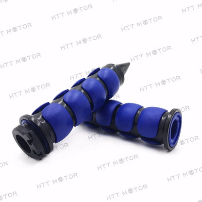 Motorcycle Custom Hand Grips - Black Blue Spike 7/8" 22mm