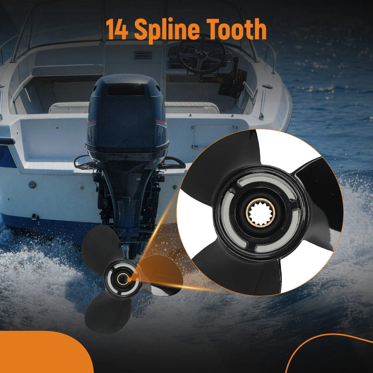 Aluminum 10.1x13 Propeller for Evinrude 15-35HP (Right Rotation, 14 Tooth)
