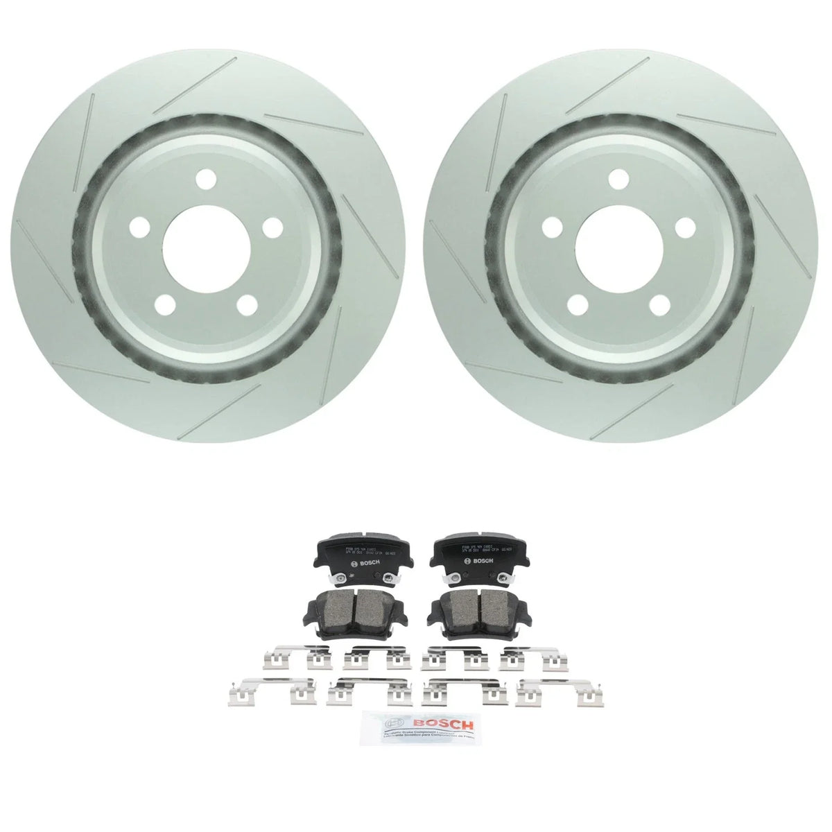 Bosch Rear Quietcast Rotors & Ceramic Disc Brake Pad Kit for Dodge Charger (RWD)
