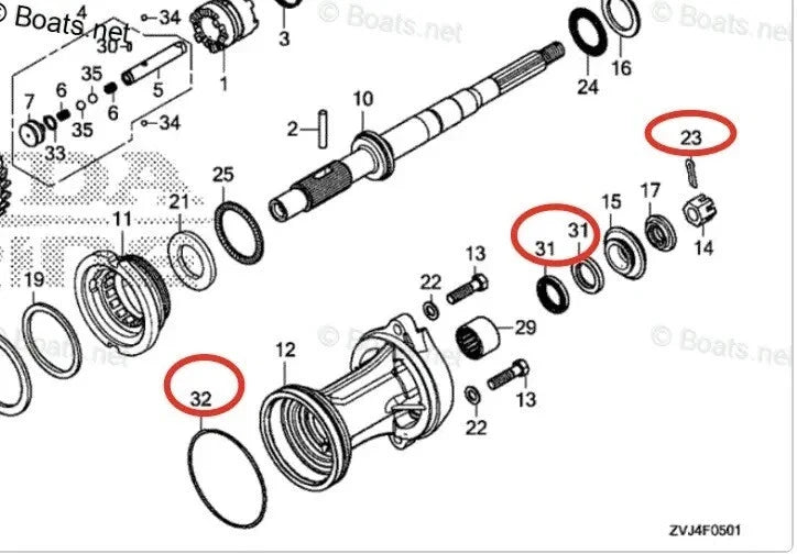 Lower Unit Seal Kit for Honda 200HP 225HP 250HP (91252-ZZ3-003 91351-ZX2-C00)