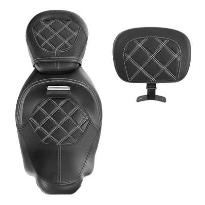 Low-Profile Black Seat and Backrest for Harley Touring 2009-2023