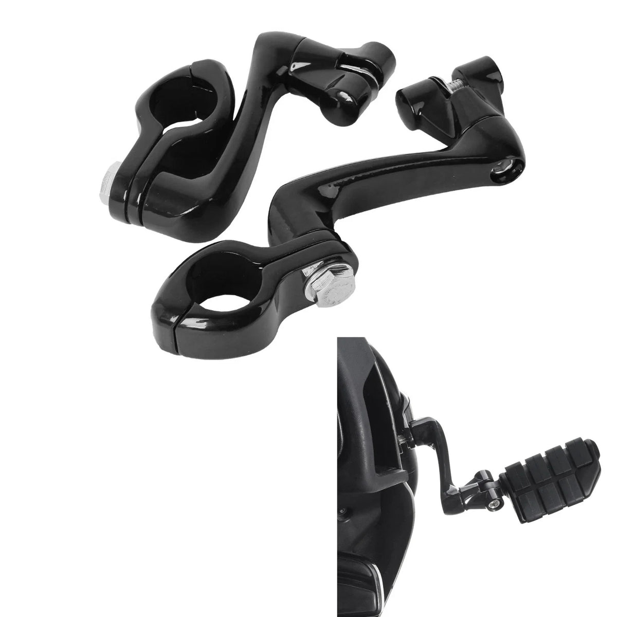 360 Adjustable Highway Foot Peg Mounting for Harley (Fits 1.25" 32mm Engine Guard)