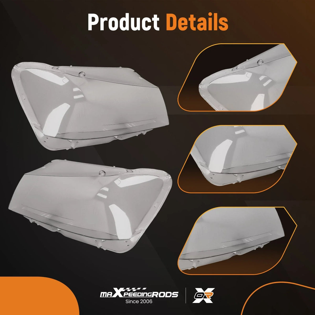 Headlight Lens Cover Pair - Polycarbonate for BMW X3 F25 (2011-2014)