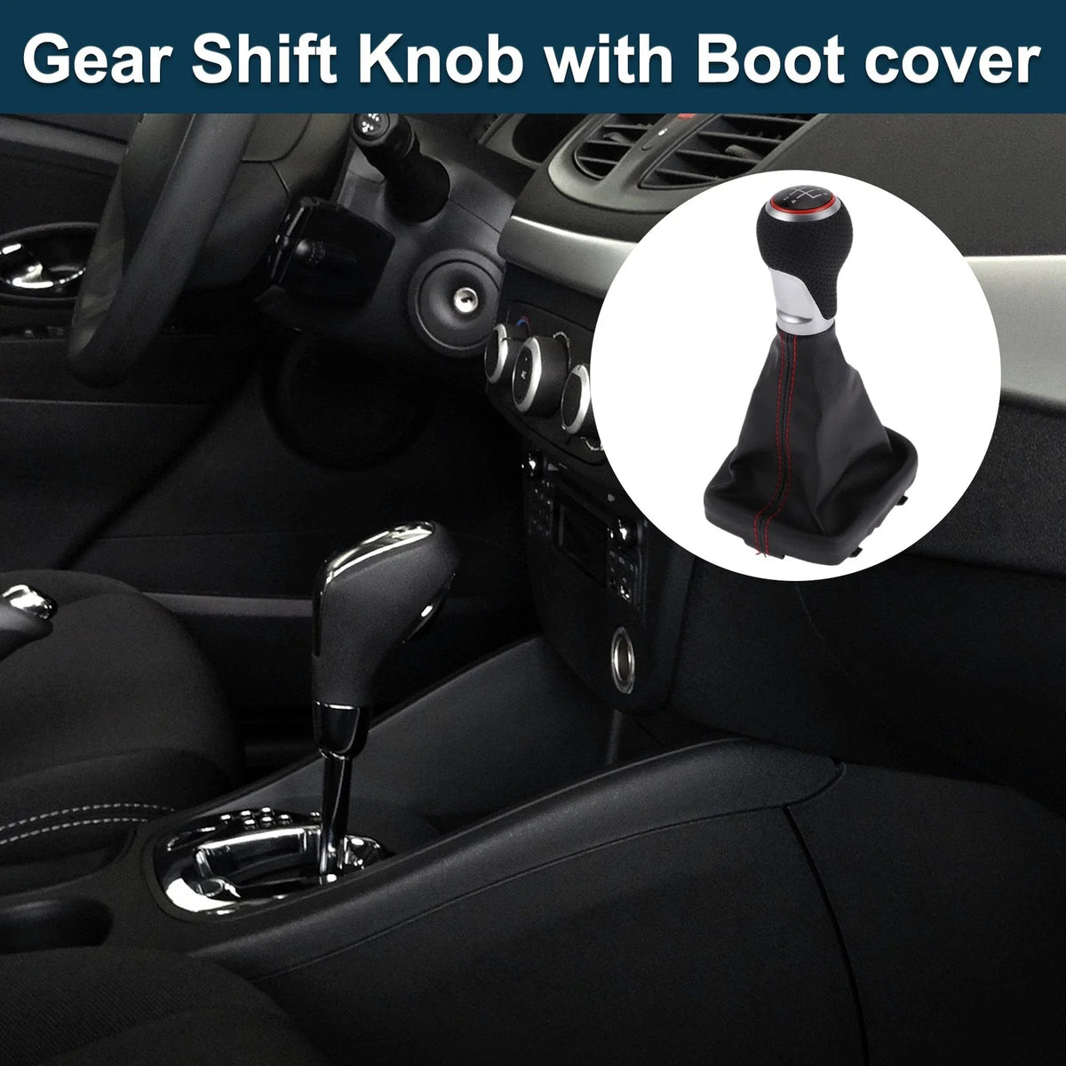 5 Speed Shift Knob with Boot Cover for Audi A3 S3 8P (2003–2013) Black Red