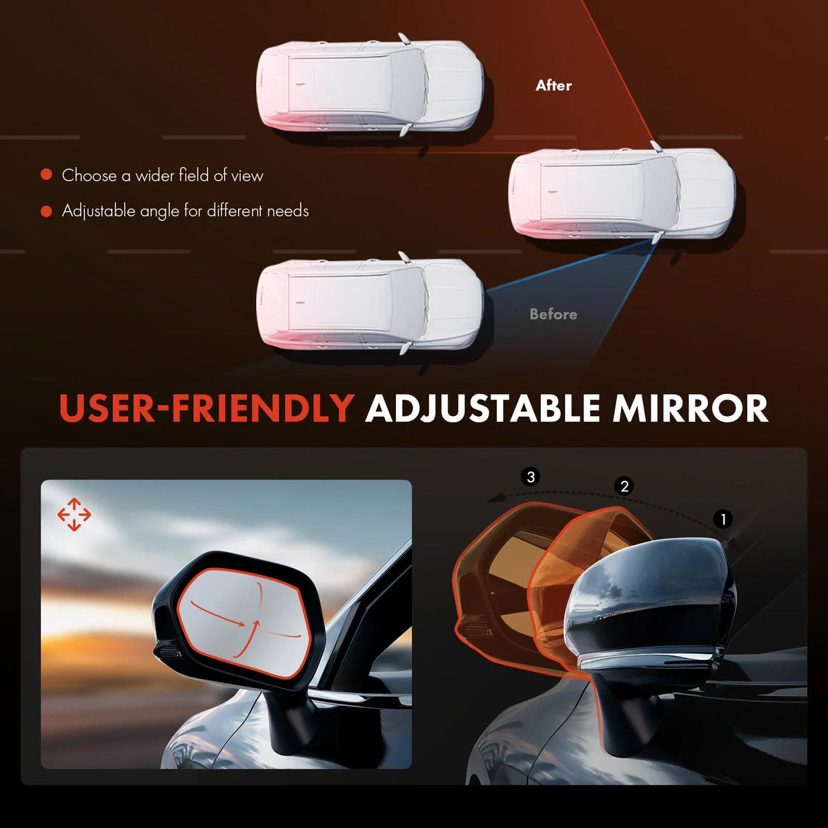 Heated Passenger Power Mirror for 2011-2017 Nissan Quest