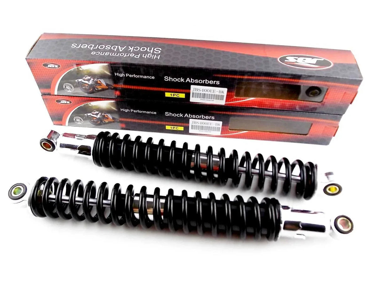Black/Chrome 400mm Rear Shock Absorbers for Suzuki DR500S