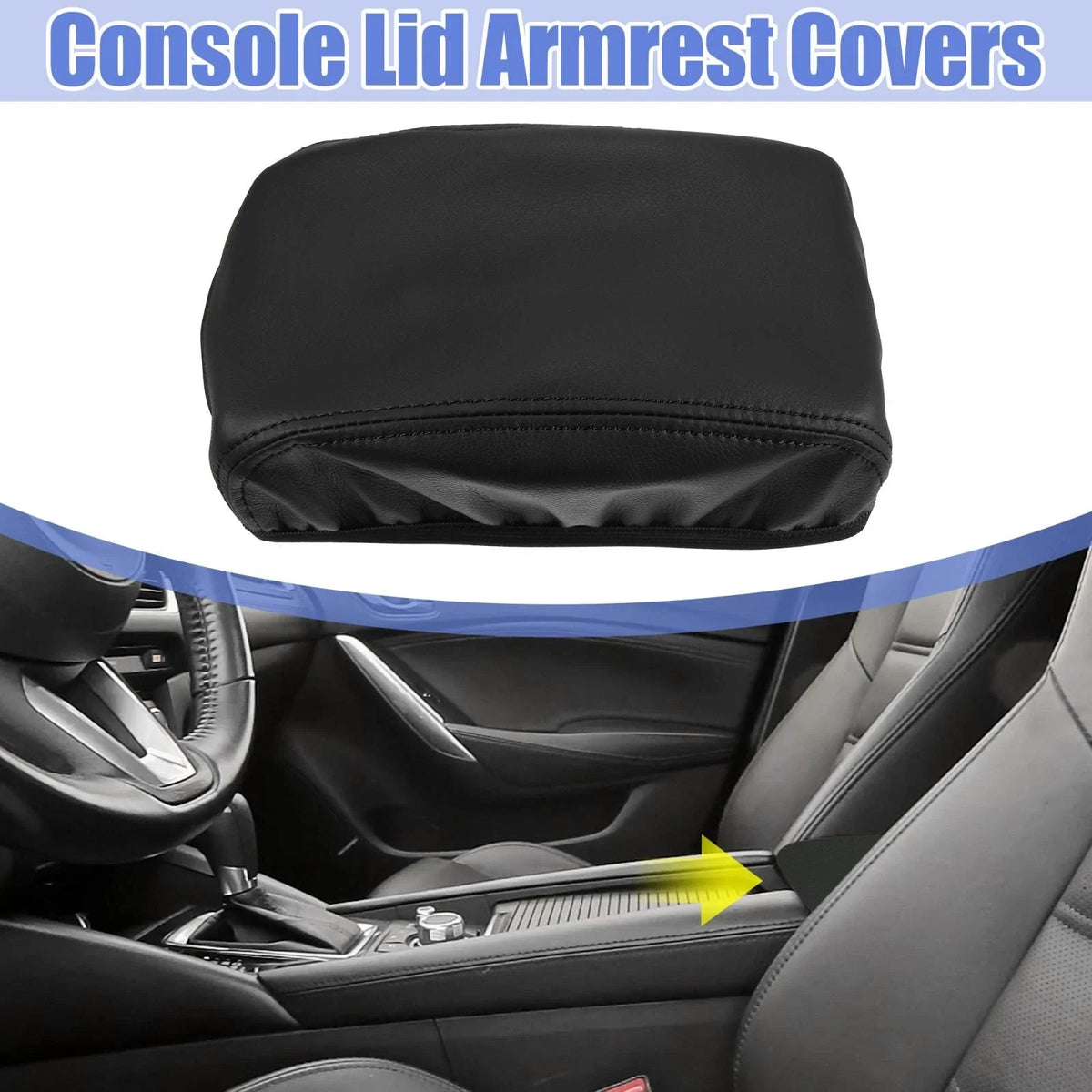 Armrest Protector Cover for Mazda 6 (2014–2018) Black Stitches