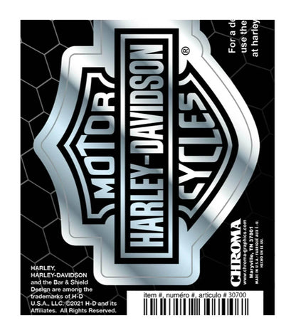Set of 2 Chrome Bar & Shield Logo Decals for Harley-Davidson (3" x 8")