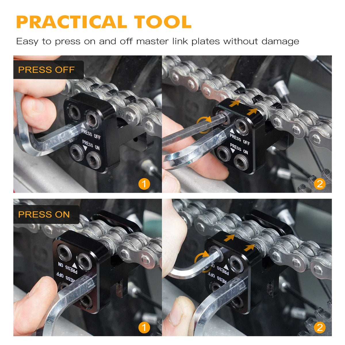 Master Link Chain Press Tool for ATV 50 520 525 530 Series (NICECNC)