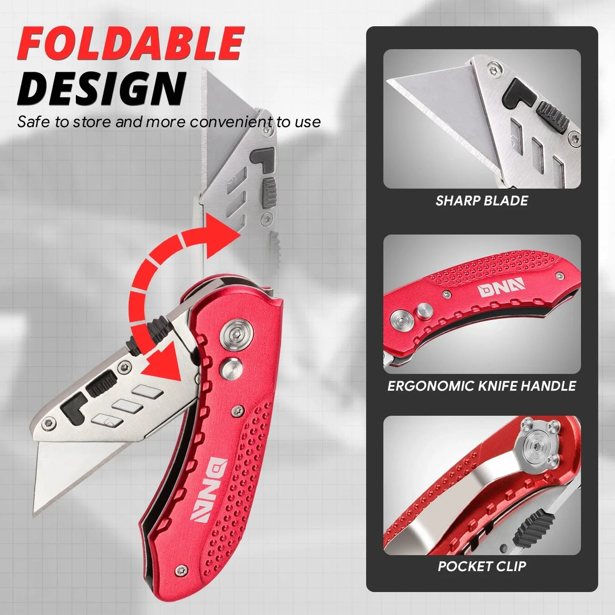 4Pcs Retractable Utility Knife Set + 8 Blades for