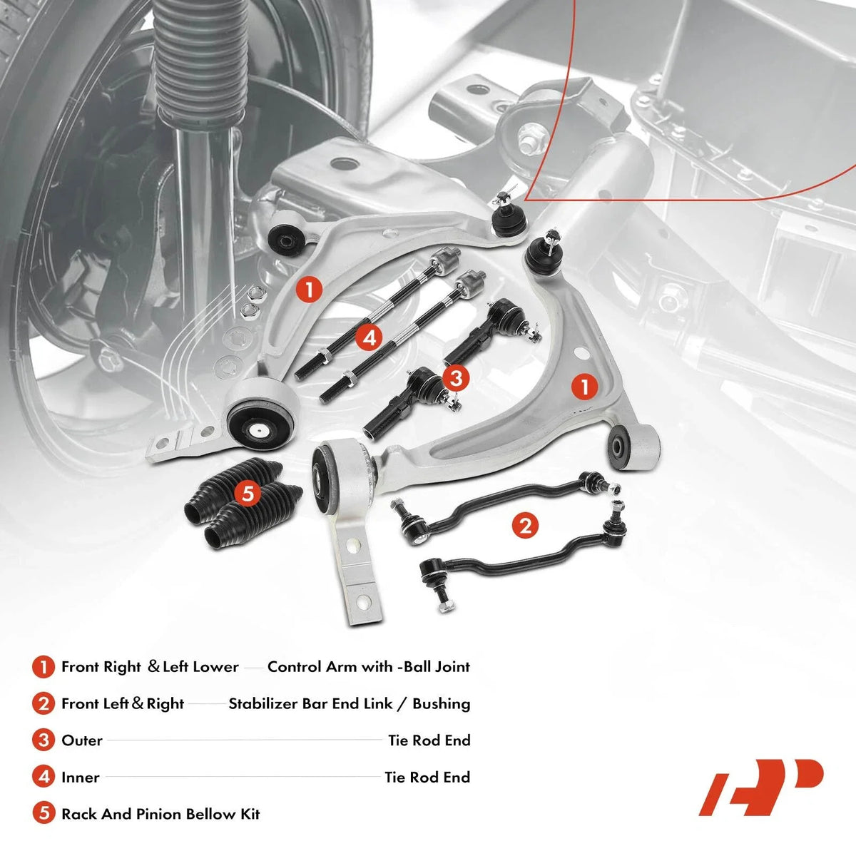 Set of 10 Front Lower Control Arm Ball Joints & Sway Bar Links for Maxima