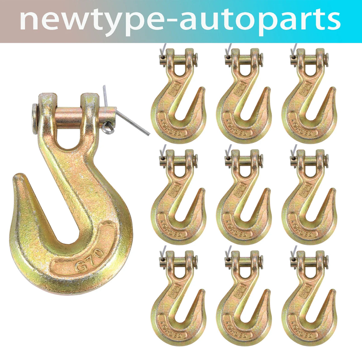 10-Pack 3/8" G70 Grab Hooks for Flatbed Truck Trailers