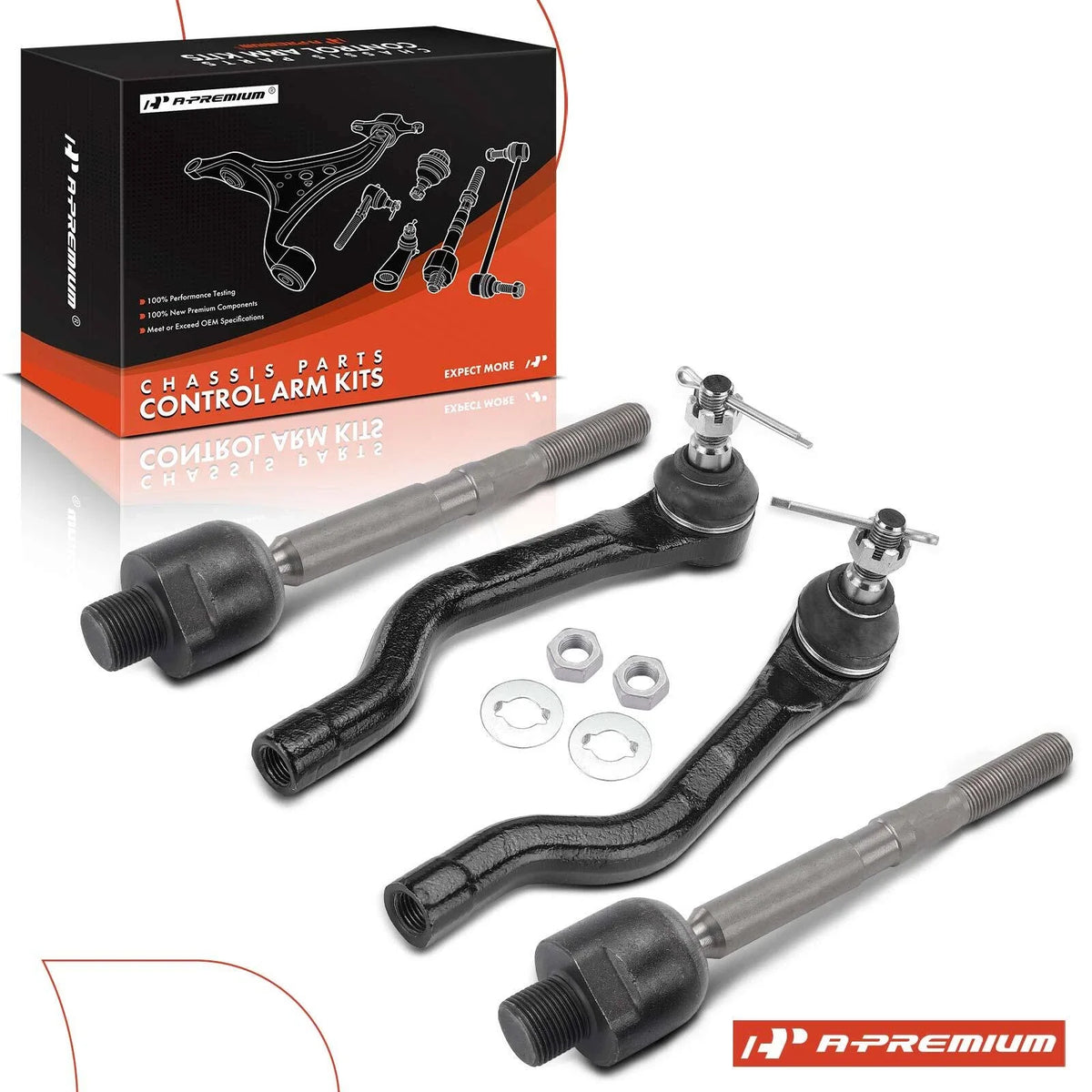 Set of 4 Front Inner & Outer Tie Rod Ends for Honda Accord (2013–2017)