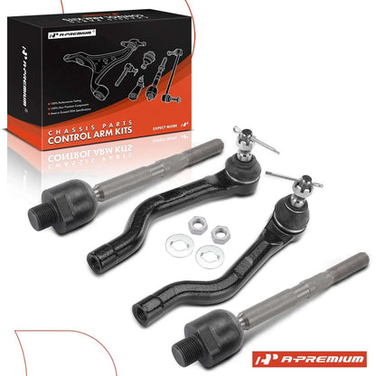 Set of 4 Front Inner & Outer Tie Rod Ends for Honda Accord (2013–2017)