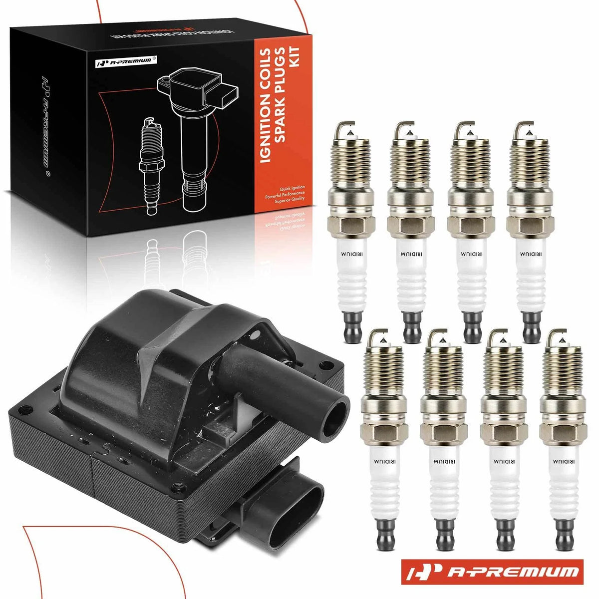 1x Ignition Coil & 8x Iridium Spark Plugs for Chevy Impala (2000–2016)