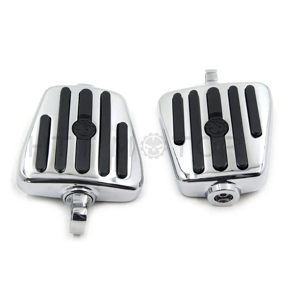 Foot Pegs with Gear Skull & Chrome Support for Harley (1984-2016)