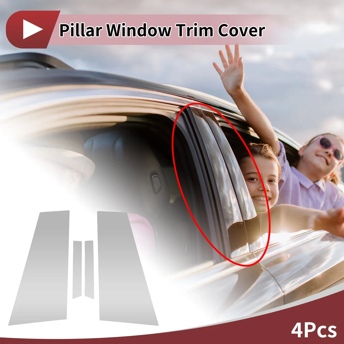 Set of 4 Door Pillar Window Trim for Mercedes-Benz CLS (2012–2016) Chrome