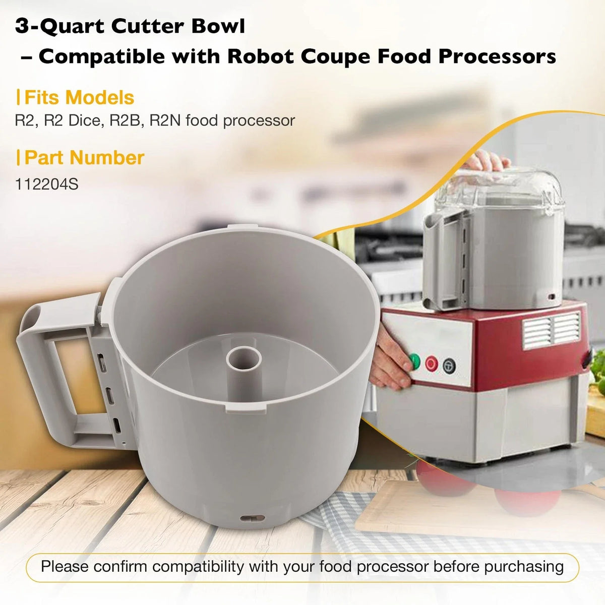 Replacement Cutter Bowl for Robot Coupe R2 R2B Food Processor (112204S)