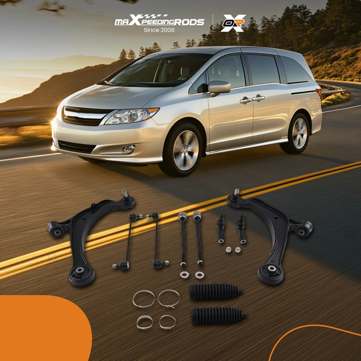 10x Front Lower Control Arms & Sway Bar Tie Rod Ends for Honda Odyssey (2011–2017)
