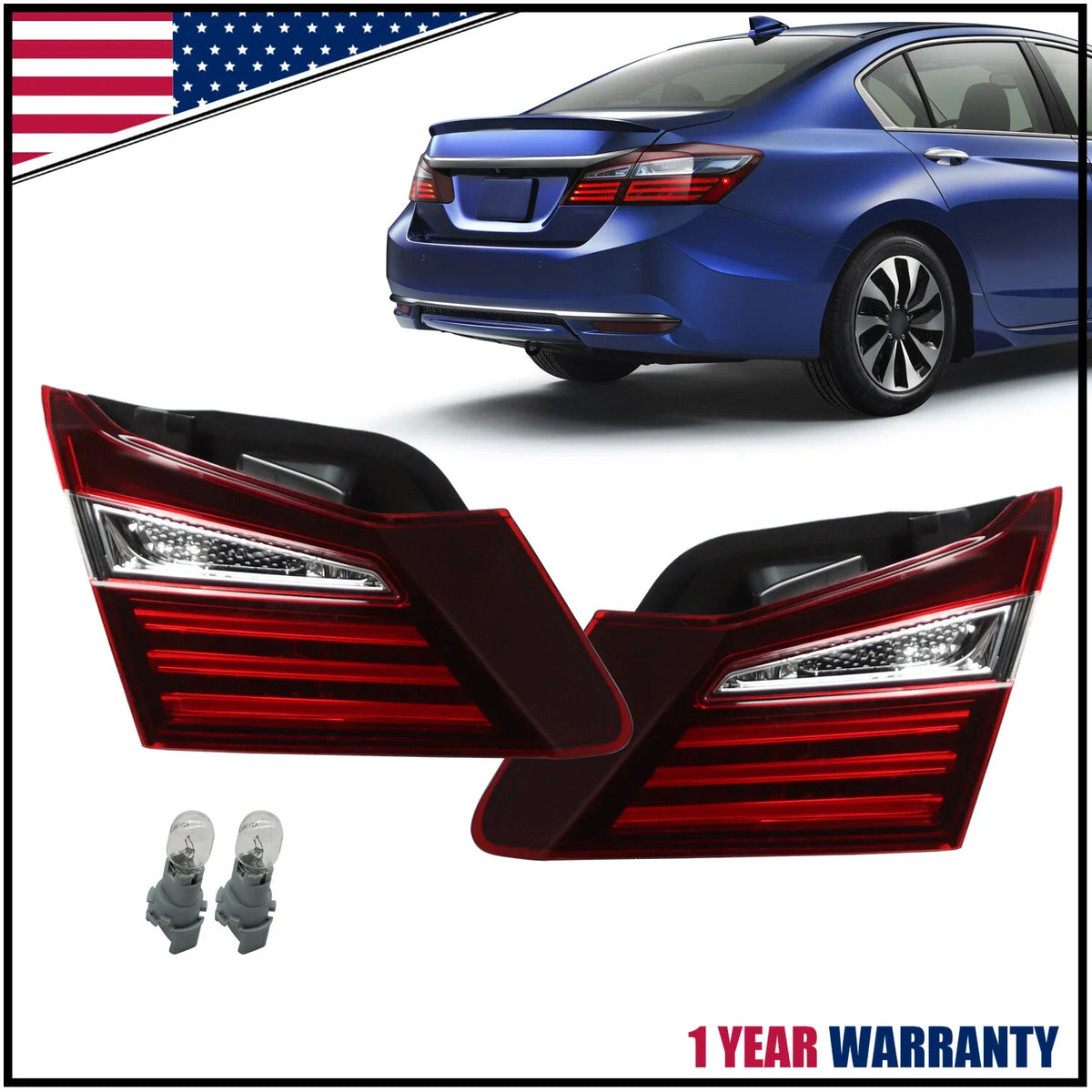Set of 2 Inner Tail Lights for Honda Accord 2016-2017