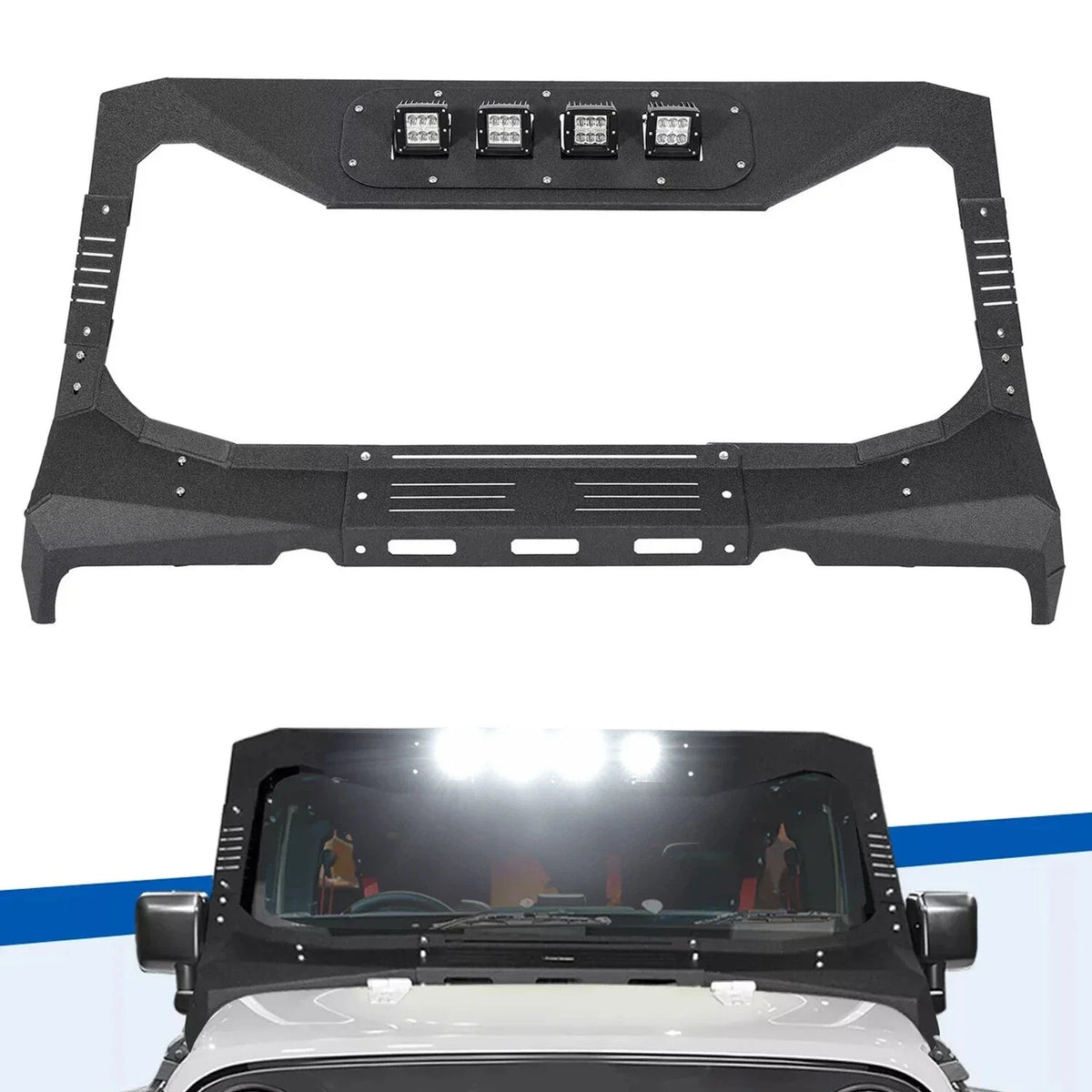 LED Light Windshield Frame Cover for Jeep Wrangler JK (2007–2018)